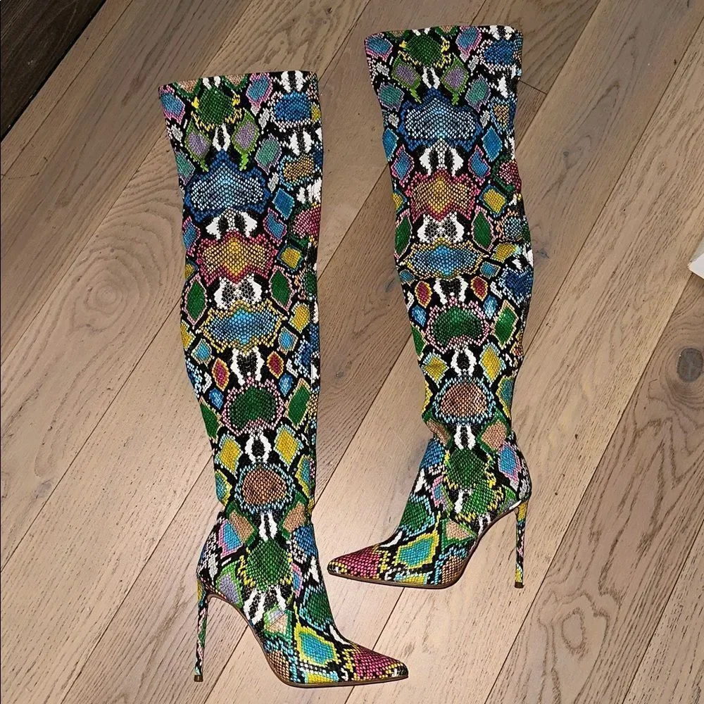 Vava bright multi Boot Over Knee Pointy Toe Boot‎ - Picture 3 of 8